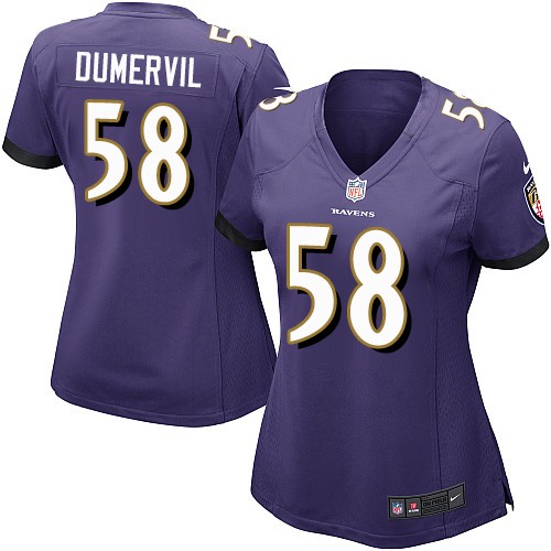 Women's Game Elvis Dumervil Nike Jersey Purple Home - #58 NFL Baltimore Ravens